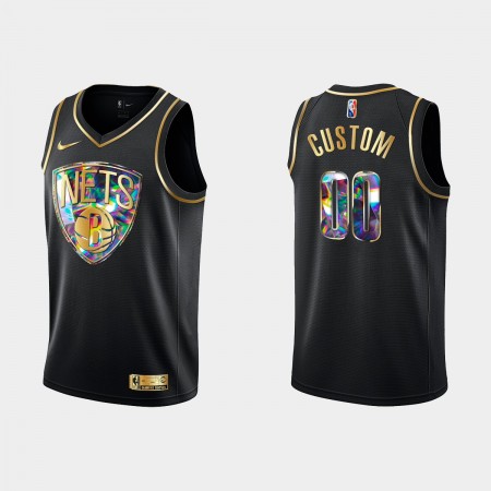 Dres Brooklyn Nets  Prilagođeni Nike 2021-22 Crno Golden Edition 75th Anniversary Diamond Swingman
